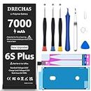 DRECHAS [7000mAh Battery for iPhone 6S Plus, New Upgraded High Capacity 0 Cycle Li-Polymer Replacement Battery for iPhone 6S Plus Models A1634, A1687, A1699 with Complete Professional Repair Tool Kit