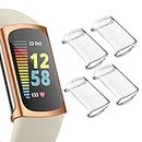 Screen Protector Compatible with Fitbit Charge 6 / Charge 5, Soft TPU All-Around Cover Anti-Scratch Cases Bumper for Charge 6 / Charge 5 (Clear +Clear +Clear +Clear)