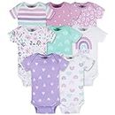 Onesies Brand Baby Girl's 8-Pack Short Sleeve Mix & Match Bodysuits, Rainbows, 0-3 Months