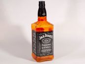 Botella de exhibición de vidrio vacío vintage de 19" de alto Jack Daniels