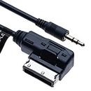 AMI MDI to AUX 3.5mm Male Plug Music Media Interface Cable Adapter | Compatible avec Audi A6L Q5 Q7 A8 S5 A5 A4L A3, Tiguan GTI CC Magotan Skoda Fabia Octavia Vehicle Radio | 1m