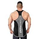 DECISIVE Fitness 3 Tone Gym Stringer Vest for Men- Black_Grey