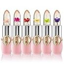 6 Pcs/Set Flower Jelly Lipstick Set Temperature Change Moisturizer Long Lasting Nutritious Balm Magic Color Change Lip Gloss