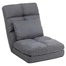 FLOGUOR Chaise Lounge Indoor, 14-Position Floor Chair with Back Support for Adults Kids, Folding Lazy Sofa Chair Lounge Chair with a Padded Pillow for Living Room, Bedroom, for Gaming Reading 8823GR