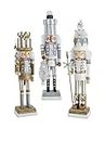 18" Holly Wood White Tree, Silver Package & Gold Package Hat Nutcrackers 3/asstd.