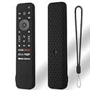 Oboe Silicone TV Remote Cover Compatible with Sony Bravia Smart Tv 2023 Voice Remote RMF-TX910U Remote Protective Cover with Lanyard (D-Black) [Remote NOT Included]