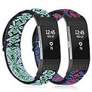 YCHDDER Solo Loop Elastische Armband kompatibel mit Fitbit Charge 2，Einstellbare Gemütlich Atmungsaktives Dehnbarer Nylon Sport Ersatzarmbänder für Herren Damen