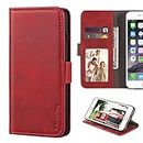 Nokia Lumia 650 Case, Leather Wallet Case with Cash & Card Slots Soft TPU Back Cover Magnet Flip Case for Nokia Lumia 650 (Red)