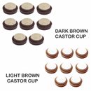LARGE PADDED CASTOR CUPS BROWN/LIGHT FURNITURE CHAIR LEG FLOOR PROTECTORS 8PK