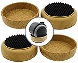 Lifeswonderful - 4X Rubber Base Wood Effect Castor Cups - Non Slip - Protect Your Floors & Prevent Furniture from Moving or Rolling