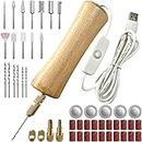 XIZED Electric Resin Jewelry Drill Set,50Pcs Wooden Body Hand Drill Resin Supplies,Multi-Purpose Power Rotary Tool for Drilling,Sanding,Polishing,Cutting,Engraving,Jewelry Making,DIY Resin Crafts