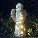 Nacome Solar Garden Outdoor Statues Angel with Succulent and 7 LED Lights – Outdoor Lawn Decor Garden Figurine for Patio, Balcony, Yard, Lawn Ornament - Unique Housewarming Gifts