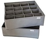 DAMIAN DESIGNS Storage Organizer, 16 Cells Folding Box, Drawer Divider, T-Shirts, Socks, Underwear, 2er-Pack (Gray)