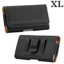 for XL LARGE Phones - BLACK Leather PU Pouch Holder Belt Clip Loop Holster Case