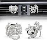 Car Air Vent Clip, Bling Crystal High Heel Shoe And Magic Bag Crystal Clips, Car Air Conditioning Outlet Clip Decorative, Universal Car Interior Decoration Accessories (Silver,2Pcs)