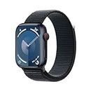Apple Watch Series 9 GPS + Cellular 45mm Smartwatch con cassa in alluminio color mezzanotte e Sport Loop mezzanotte. Fitness tracker, app Livelli O₂, display Retina always-on, resistente all’acqua