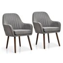Set of 2 Leisure Chair Accent Upholstered Armchair Linen Fabric Living Room