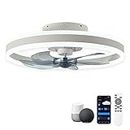 CHANFOK 20'' Smart Ceiling Fans With Lights Compatible with Alexa and Google Assistant, Low profile with Light and Remote, APP Control, 6-Speed Reversible Blades for Bedroom (White)