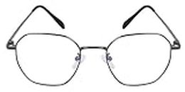 Roshfort Men and Women Eyewear Full Rim Hexagon Shape Eyeglasses Anti Reflective Eyewear (Size Small Black)