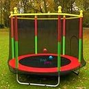 First Play 55 inch Trampoline with Safety Net & U-Shape Legs for Kids & Adults | Indoor & Outdoor Trampoline | Powerful Loading Capacity 120KG | Stainless Steel Frame & Legs (Red) | Gift for Kids