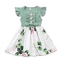 Tinykeke Toddler Girl Dress Summer Floral Ruffle Sleeve Dresses Baby Girls Sundress Outfits (2-3T) Green
