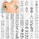 40 Hojas Tatuajes Temporales, Negro Tatuajes Falsos, Tatuajes Temporales Adultos Impermeables, Tattoo Temporal para Niños Adultos Hombres y Mujeres