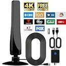TV Antenna - TV Antenna for Local Channels with 300+ Miles Range, 2024 Upgraded TV Antenna Indoor with Amplifier Signal Booster, HDTV Antenna Digital Indoor, Support 4K 1080p All TVs, 16ft Coax Cable