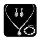 Unicra Bride Crystal Necklace Earrings Bracelet Set Bridal Wedding Jewelry Sets Rhinestone Prom Costume Jewelry Set for Women and Girls (D-3 Pack Silver Necklace Bracelet Earrings)