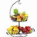 Rotating Fruit Basket Bowl with Banana Hanger for Kitchen Counter, Large Fruit Potato & Onion Storage for Kitchen Organizers, Tiered Countertop Fruit Vegetable Storage Stand for Produce Snack Bread