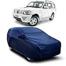 CREEPERS Car Cover for Mahindra Old Scorpio with Merror Pocket Water Resistant ( Navy Blue )