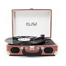 CLAW Stag Portable Vinyl Record Player Turntable with Built-in Stereo Speakers (Pink)