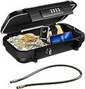 Store2508 Cash Box with Combination Lock, Portable Safe Money Case with Handle & Cable, Security Lock Box, Black