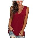 Lastesso Prime of Day Deals Today 2024 Summer Tank Tops for Women 2024 Casual V Neck Sleeveless Shirt Blouses Loose Fashion Vacation Cute Tanks Clothing Peime My Orders Women's Tank Tops