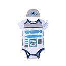 Star Wars Short Sleeve Onesie with Cap, R2D2 Droid Baby Costume, Robot Romper Set, Size 6M White