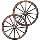 Gadpiparty 2Pcs Wooden Wagon Wheel, 12" Vintage Western Style Wagon Wheel Decor Wall Hanging Decorations for Garage Bar Home Garden