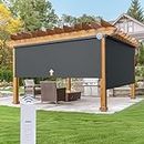 Motorized Outdoor Roller Shades for Patio with Aluminum Valance and Wind-Resistant Guide System, Upgraded Materials Patio Shades Roll Up Outdoor Blinds for Shading, Protect Privacy, 6'W x 8'H, Black