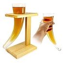 TUFF LUV Personlaised Viking Beer Horn Glass with Birch Wooden Stand 17oz / 480ml