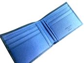 Billetera doble plegable para hombre Giorgio Armani... #602..Negro Saffiano, azul interior