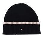 Tommy Hilfiger Men's Block Flag Short Beanie AM0AM12030 Knitted Hat, Black/Cashmere Creme, OS
