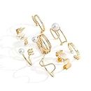 Shining Diva Fashion 8pcs Stylish Pearl Rings for Women and Girls (Golden) (14772r)