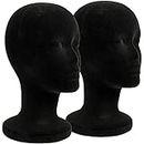 Foraineam 2 Pack Black Foam Mannequin Head, 12 Inch Female Manikin Foam Heads, Wig Holder Hats Glasses Headband Hairpieces Display Stand