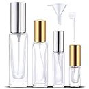 Skogfe Refillable Perfume Atomizer Bottle-Glass Empty Spray Bottle,Atomizer Perfume Bottle Refillable Travel 4 Pack, Packed with Funnels Pipettes Dispensers