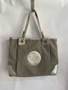 Michael Kors Shoulder Bag Handbag MK Signature Canvas Silver Beige Midium Size