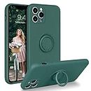 DUEDUE iPhone 11 Pro Case Liquid Silicone|Ring Kickstand|Car Mount Function|Shock Absorption Full Body Protective Case with Soft Gel Rubber Slim Cover for iPhone 11 Pro, Pine Green
