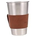 CIYODO Stainless Steelwater-Insulated Coffee Tumbler Stainless Steel Glasses Pint Glasses Stackable Drinking Glasses Stainless Steel Water Cup Party Camping Travel Metal Leather