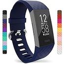 Yousave Accessories Compatible Strap For Fitbit Charge 3, Fitbit Charge 4, Silicone Fitbit Charge 3 Wristband, Sport Wrist Strap for the Fitbit Charge 3 and 4 - Large - Dark Blue