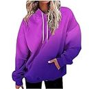 symoid black of friday deals Women's Hoodies 2023 Gradient Long Sleeve Casual Oversized Sweatshirts Loose Fit Drawstring Trendy Pullover Tops womens fall graphic sweatshirt Purple L