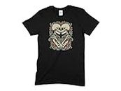 Gothic Skull T-Shirt, Unisex Tee, Vintage Skull Art, Floral Accent Graphic, Casual Streetwear, Idea (Large, Black)