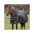 SmartPak Deluxe High Neck Pony Turnout Blanket with Earth Friendly Fabric - 66 - Medium (220g) - Black w/ Grey Trim & White Piping - Smartpak