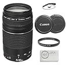 Canon EF 75-300mm f/4-5.6 III Lens Bundled with 58mm UV Filter + Lens Cap Keeper + Microfiber Cleaning Cloth (4 Items)
